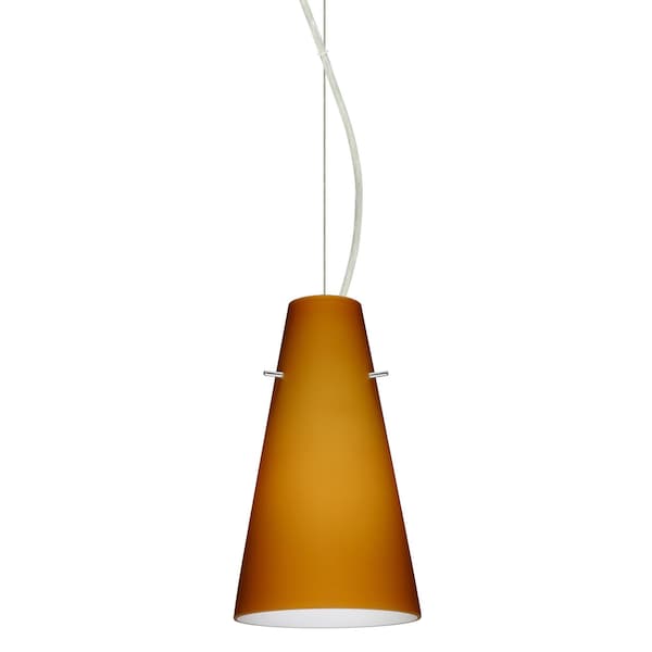 Besa Lighting Cierro Cable Pendant, Amber Matte, Satin Nickel Finish, 1x100W Incandescent 1KX-412480-SN - main